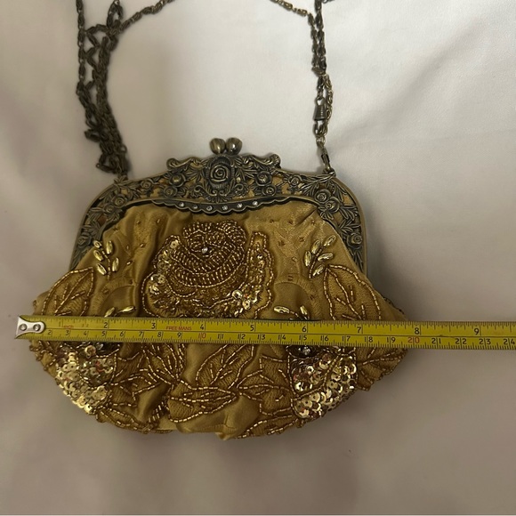 Ornate Gold Embroidered Clutch - Picture 2 of 16